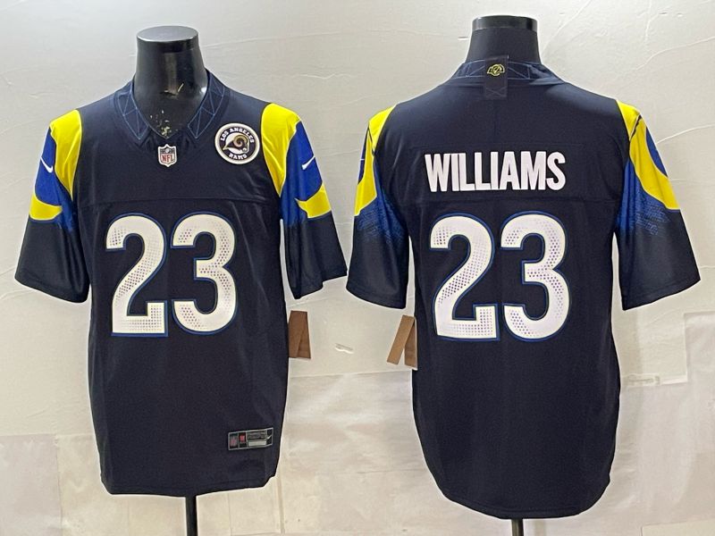 Men 2025 Los Angeles Rams #23 Williams Black 5th generation Throwback Nike Limited NFL Jersey 02